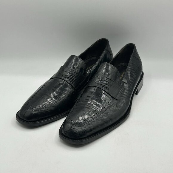 NEW David Eden Mens Genuine Alligator Loafer Shoes Black Slip On Size 9 - Picture 1 of 9